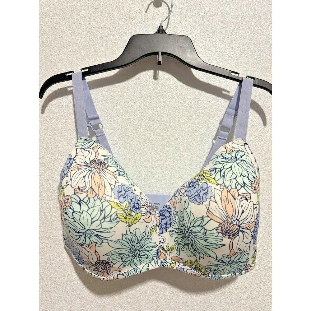 Kindly Yours Full Coverage 40DD T-Shirt Bra Floral White Plant-Based Cup NEW